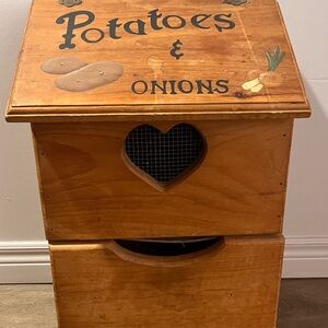 Vintage Wooden Potato and Onion Storage Bin